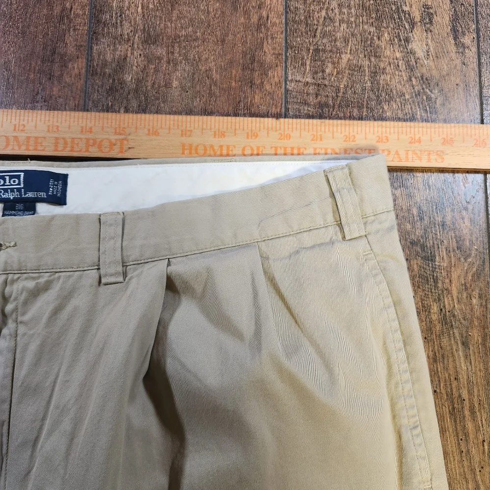 Polo Ralph Lauren Pants Mens 46 B X 34 Big Hammond Chino Beige Pleated Tapered